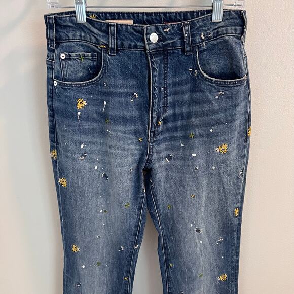 Pilcro Anthropologie The Icon Flare Embroidered Jeans Size 27 - Picture 4 of 11